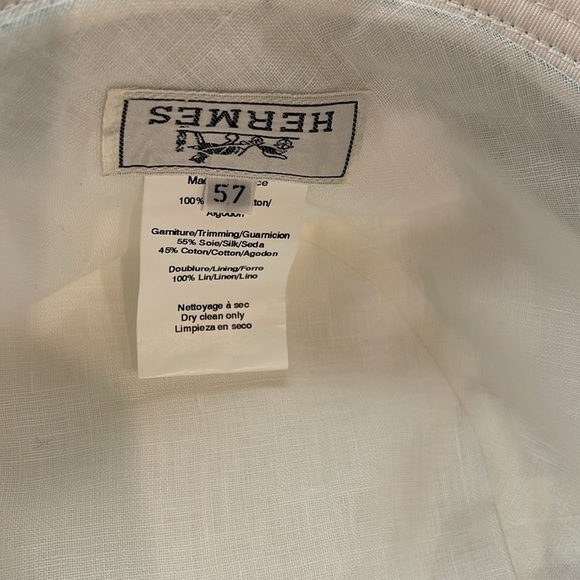HERMES white and turquoise cotton sun hat wide brim size 57 - Picture 5 of 5